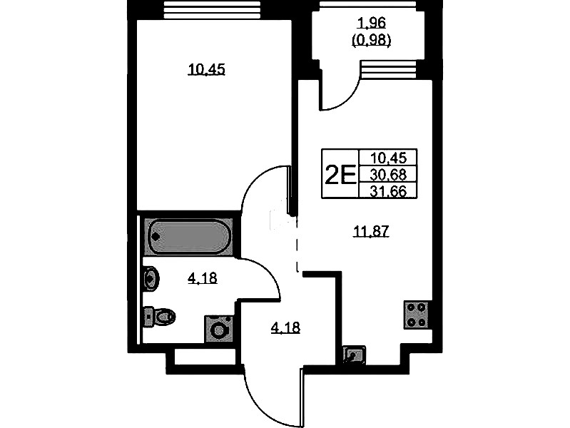 1-комнатная квартира 31.66 м², 7/9 эт., ЖК «GloraX Новоселье»
